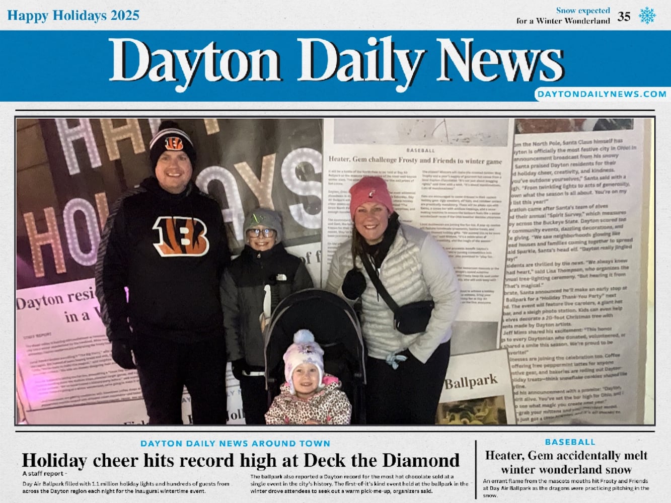 "Front Page News" photo booth photos from Deck the Diamond