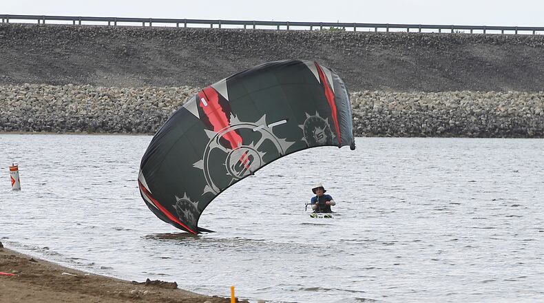 A kite surfer tries to get going at Buck Creek State Park. Bill Lackey/Staff