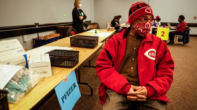 Steven Phillips, 73, from Dayton, received a COVID-19 booster shot at the Dayton Convention Center Wednesday Dec. 8, 2021. Phillips doesn't understand why more people haven't gotten vaccinated. "I can't understand why people are so hesitant when people are dying from (COVID-19) and sick," he said. JIM NOELKER/STAFF