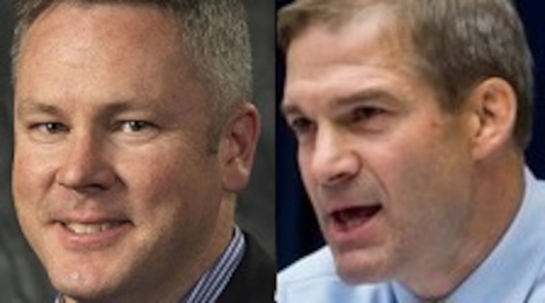 Congressmen Warren Davidson, R-Troy, and Jim Jordan, R-Urbana. FILE