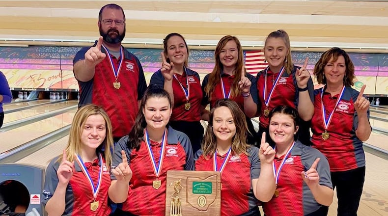 After winning sectional and district championships, the Greenon High School girls bowling team has its sights set on a state championship on Saturday at Wayne Webb s Columbus Bowl. CONTRIBUTED