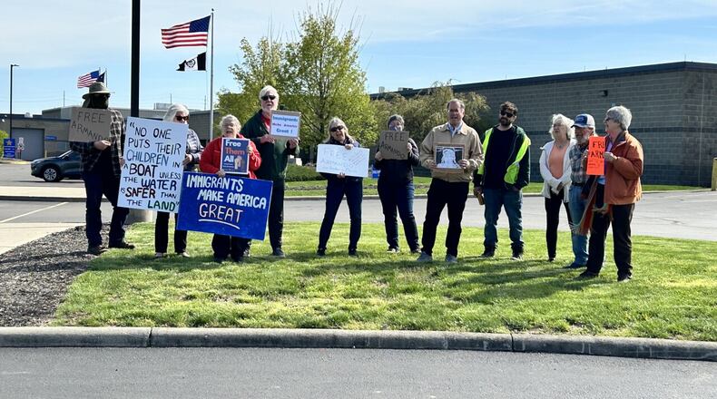 Protesters were outside the Butler County Jail on April 16, calling for the release of U.S. Immigration and Customs Enforcement (ICE) prisoners. JAY SHAKUR/WCPO