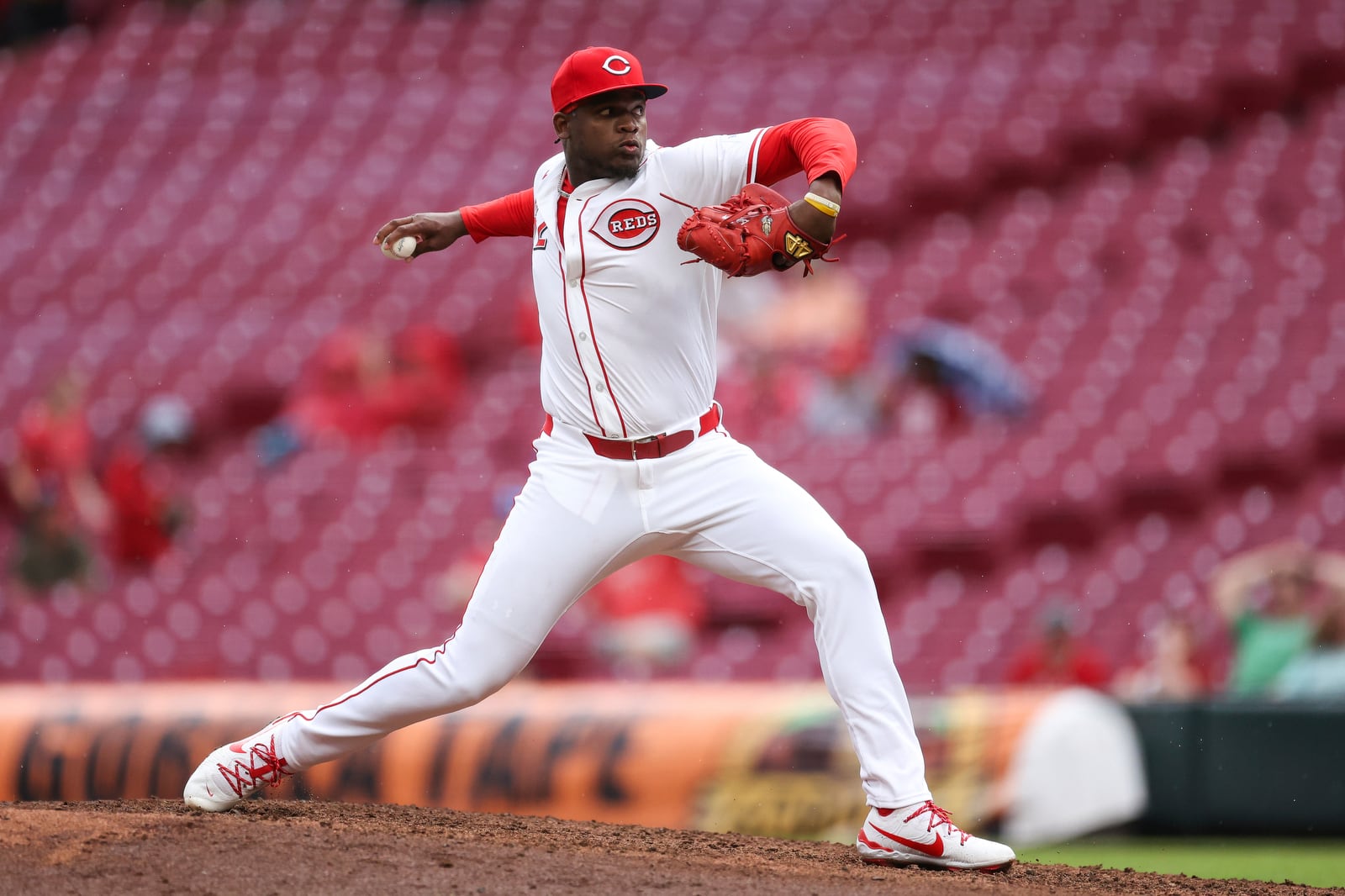 Cincinnati Reds pitcher Luis Mey throws during the ninth inning of a baseball game against the St. Louis Cardinals, Thursday, May 1, 2025, in Cincinnati. The game was Mey's major league debut. (AP Photo/Abdoul Sow)