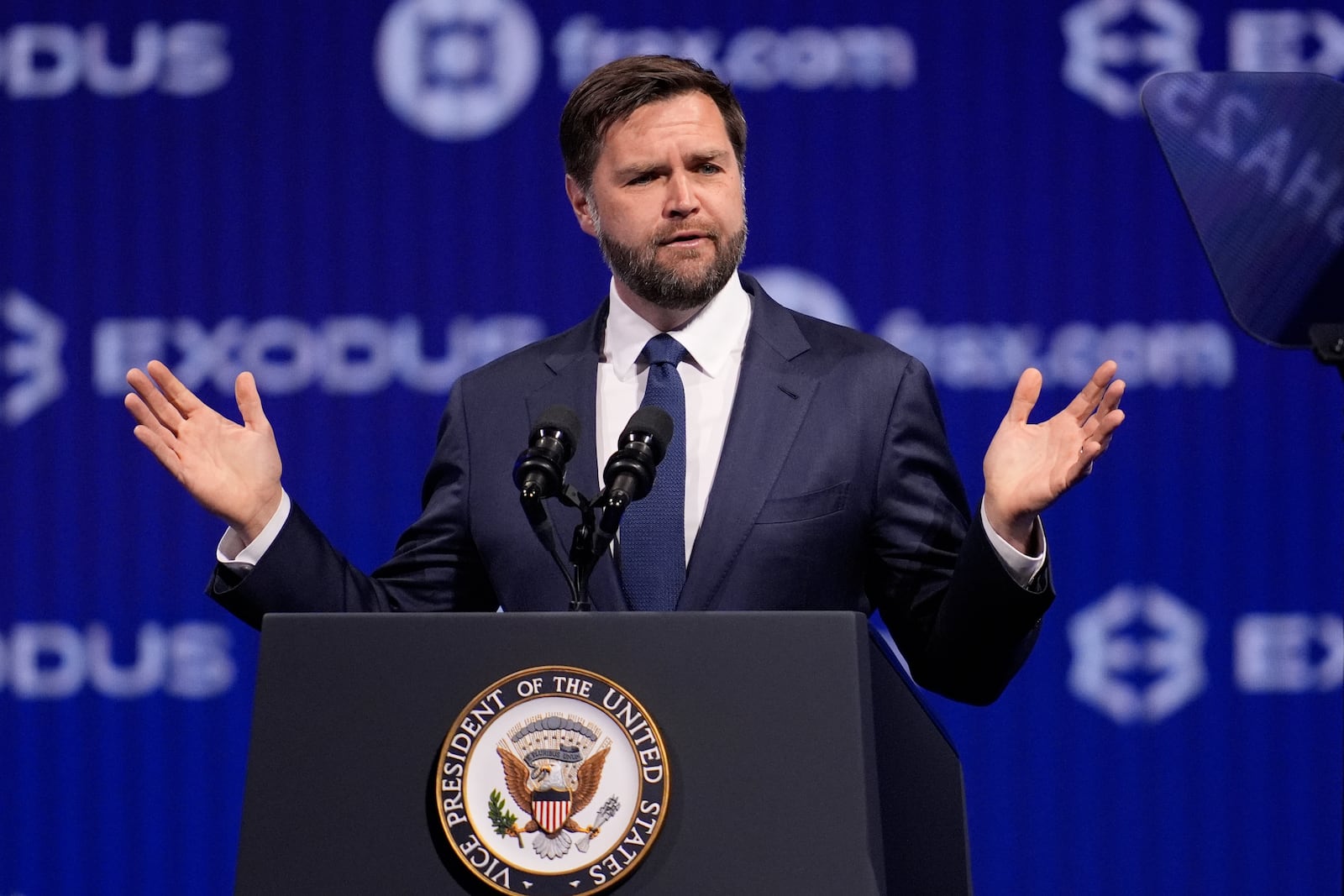Vice President JD Vance speaks at Bitcoin 2025, Wednesday, May 28, 2025, in Las Vegas. (AP Photo/John Locher)