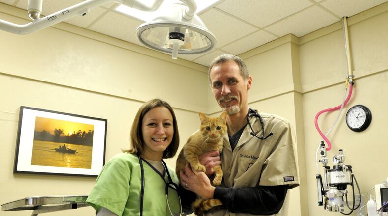 Veterinarians Nicky and Joe Maynard recenlty opened a new veterinary clinic at 1170 Upper Valley Pike. The new facility, located in the former Perkins Restaraunt building, is called Mad River Veterinary Hospital. Bill Lackey/Staff