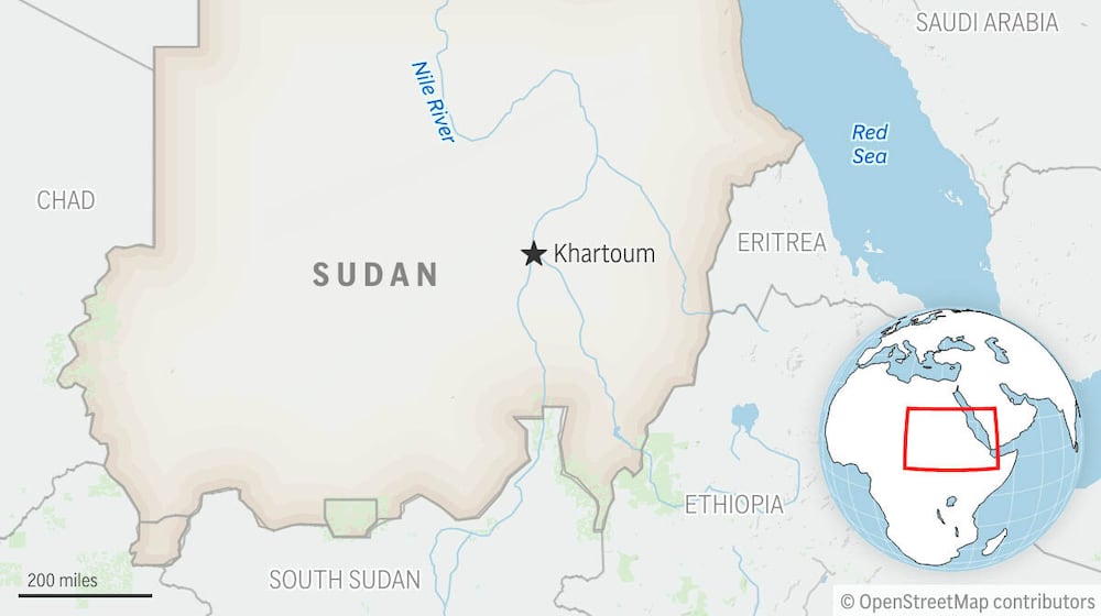 This is a locator map for Sudan with its capital, Khartoum. (AP Photo)