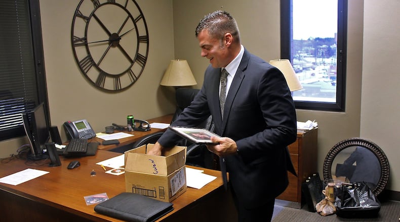 Andy Wilson packs up his office at the Clark County Prosecutor’s Office in 2019. FILE