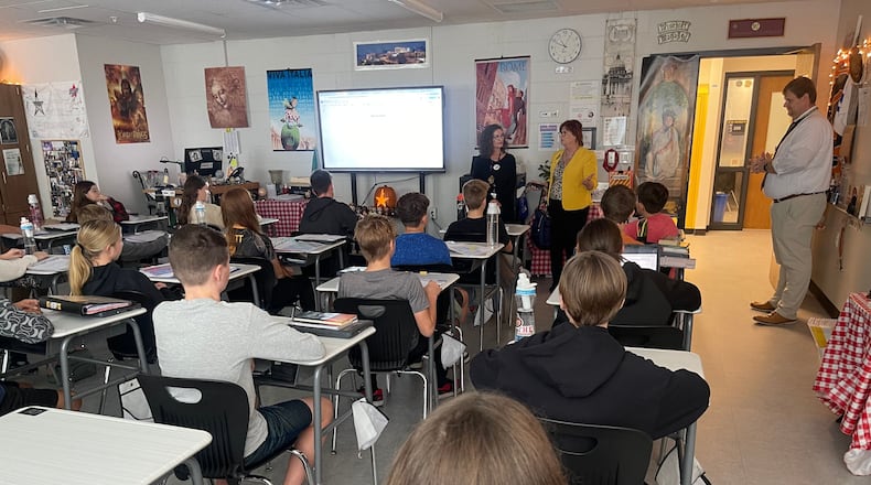 Clark-Shawnee Local Schools welcomed Ohio Schools Board Association (OSBA) President Sally Green on Nov. 5 to campus, who toured buildings, visited classrooms, engaged with students and staff, and spoke with administrators about the strengths of the district and the challenges facing public education. Contributed