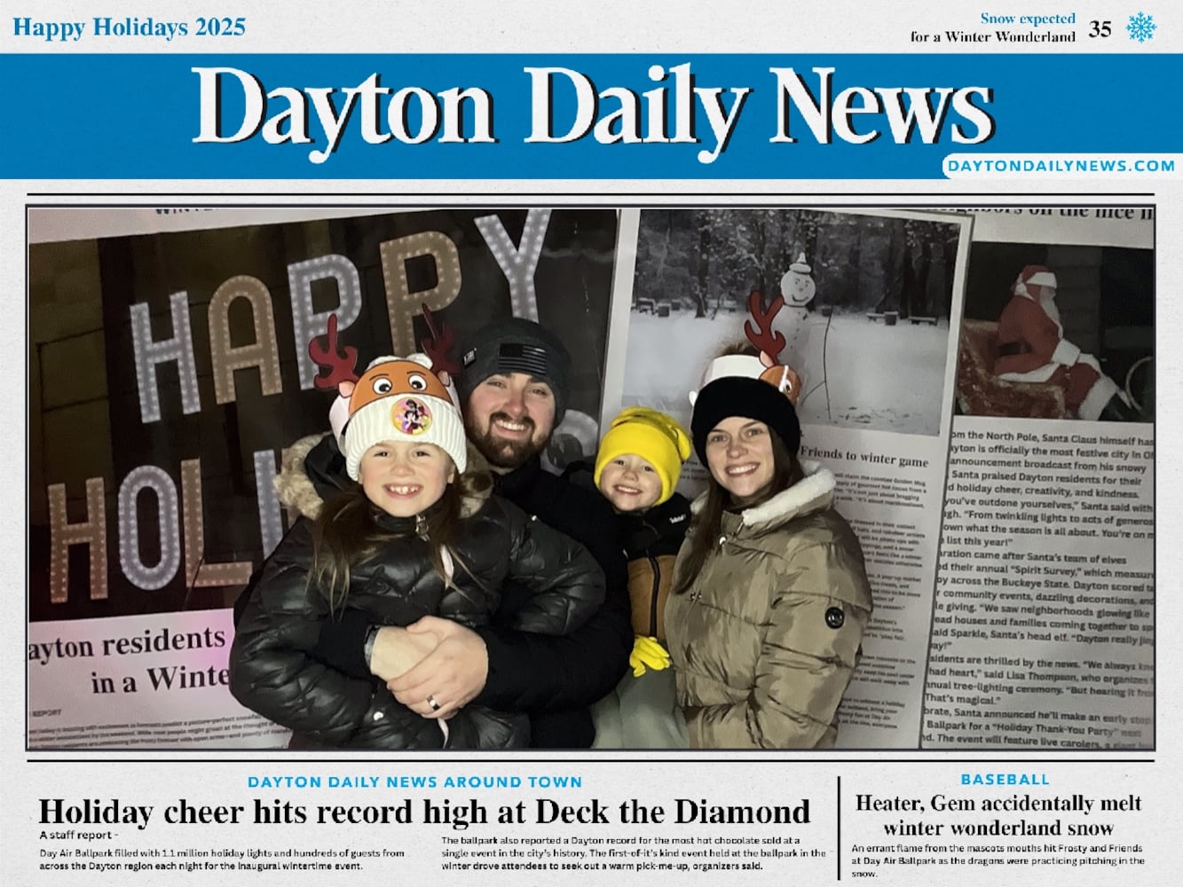 "Front Page News" photo booth photos from Deck the Diamond