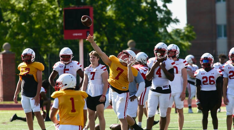 Wittenberg football practice on Thursday, Aug. 18, 2022, at Edwards-Maurer Field in Springfield. David Jablonski/Staff