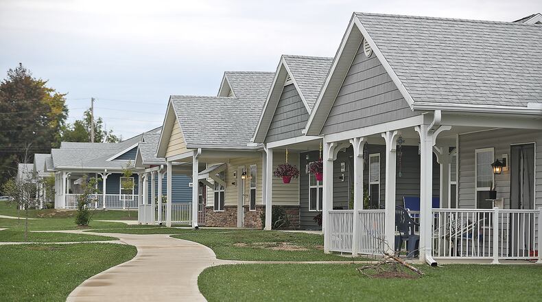 The first phase of the Community Gardens project included 50 two-bedroom units and was completed in 2018, creating a pocket neighborhood at the former Community Hospital site on Burnett Road and East High Street. BILL LACKEY/STAFF
