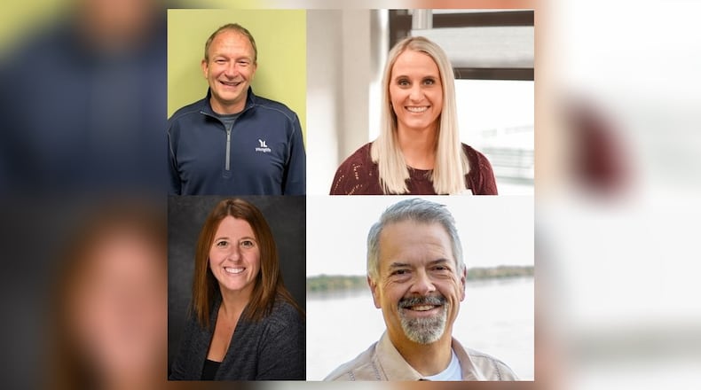 Jeff Collins (top left), Molly Krauss (top right), Katie Krupp (bottom left) and Jeff Yinger (bottom right) are competing for a seat on the Northeastern Local School District Board of Education.
