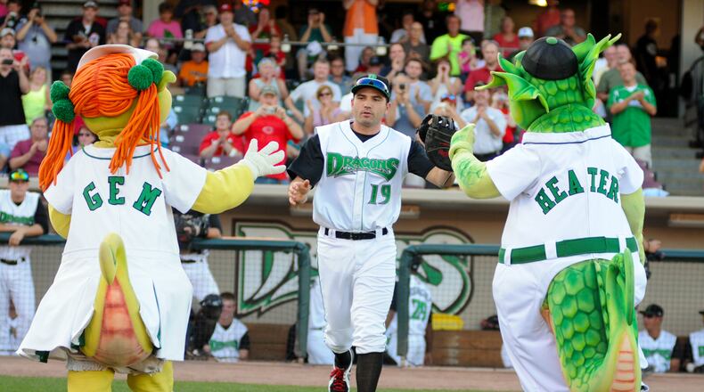 Joey Votto on a rehab assignment with the Dayton Dragons on Tuesday, Aug. 28, 2012. Contributed photo by Nick Falzerano