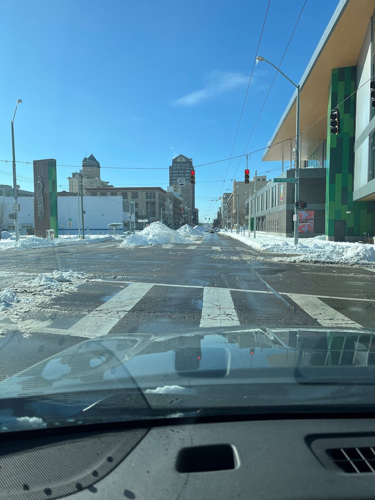 Snowy Downtown Dayton Roads