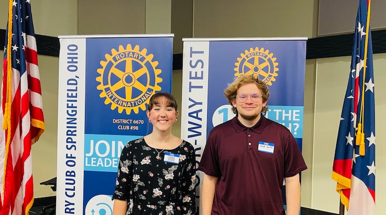 The Springfield Rotary Club awarded scholarships to Sadie Hatton (left) and Caleb Smith (right), both Springfield High School students, to help further their education at four-year colleges or universities. Contributed