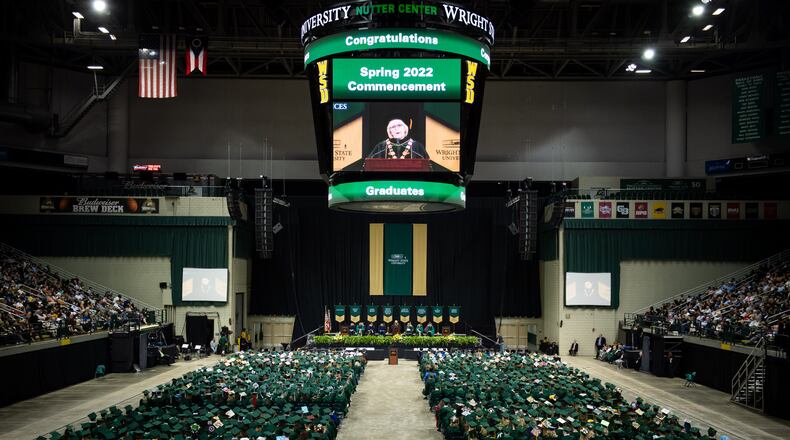 Almost 1,700 students will graduate at three Wright State University spring commencement ceremonies this weekend, with the first held Saturday morning. Courtesy Wright State University/Erin Pence
