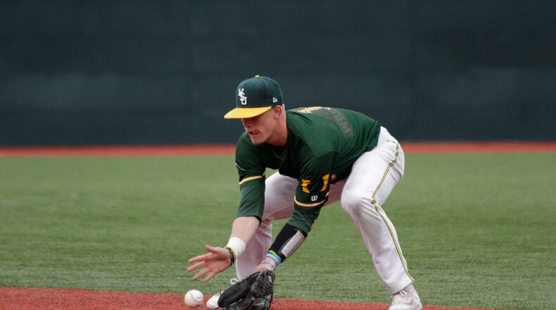 Wright State second baseman Matt Morrow was one of two Raiders to earn first team All-Horizon League honors Tuesday. TIM ZECHAR/CONTRIBUTED PHOTO