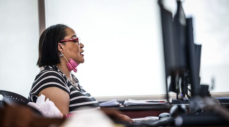 Dayton resident Brenda Barrow attends a class on computer basics at the Dayton Metro Library Northwest Branch on Philadelphia Dr. in Dayton. JIM NOELKER/STAFF