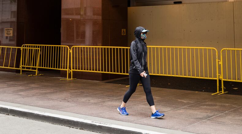 The San Francisco Marriot Union Square in San Francisco, April 11, 2020. While business travel evaporated in a flash when the coronavirus hit, it may take two to three years for it to fully recover, far longer than many travel experts initially predicted. (Cayce Clifford/The New York Times)