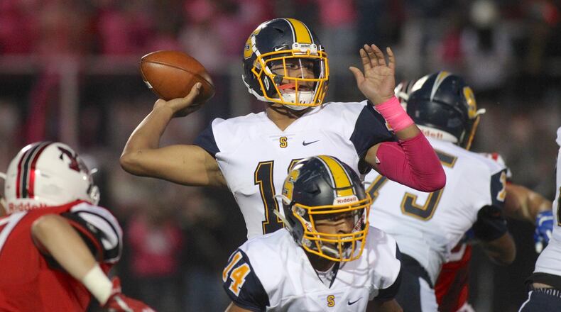 Springfield’s Leonard Taylor against Wayne on Friday, Oct. 20, 2017, in Huber Heights. David Jablonski/Staff