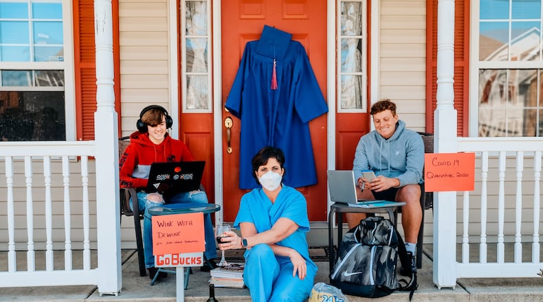 Charli Herron and her two sons, Brayden Herron and Ethan Miller, took a fun family photo describing what they have been doing during the coronavirus pandemic.