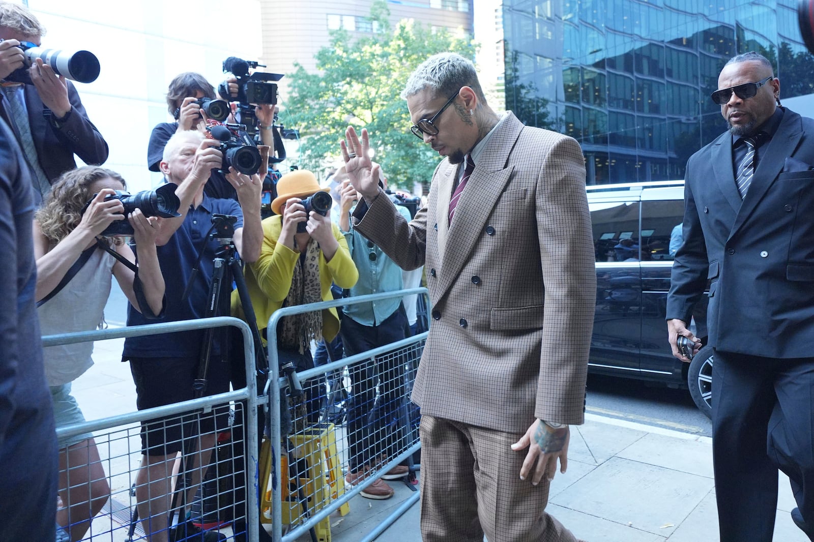 US R&B singer Chris Brown arrives at Southwark Crown Court, south London, Friday July 11, 2025, where he is charged over an alleged assault in a London nightclub. (James Manning/PA via AP)