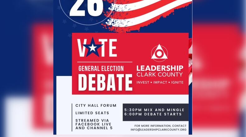 Leadership Clark County will hold a debate Sept. 26 at the City Hall Forum in Springfield. CONTRIBUTED