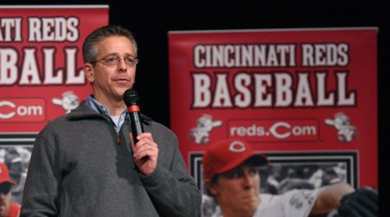 Cincinnati Reds fans gathered at Millett Hall at Miami University Oxford to ask questions and receive autographs from Reds personnel Sunday afternoon, January 31, 2010. The line up included Reds Broadcaster Thom Brennaman, Reds Chief Operating Officer Phiil Castellini, President of Baseball Operations Walt Jocketty, Reds 1990 World Series team member Todd Benzinger, Reds outfielder Jay Bruce, and 2009 Southern League All-Star Todd Frazier.