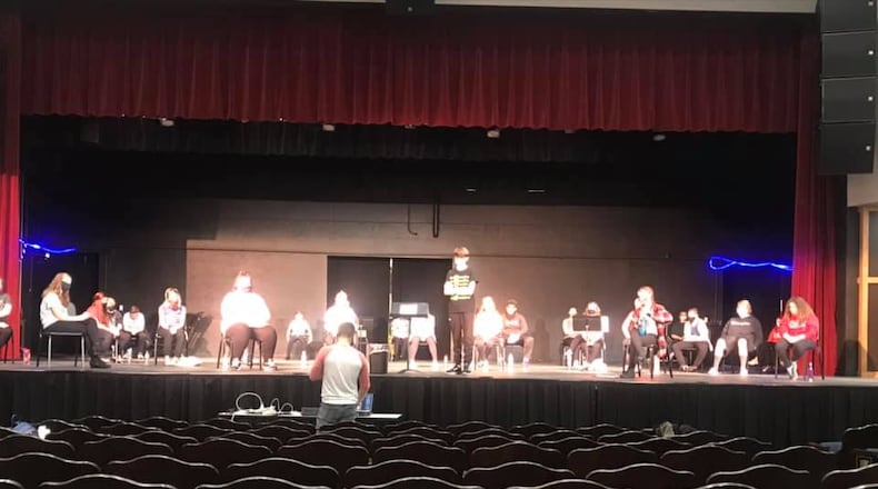 The Youth Arts Ambassadors rehearse at the John Legend Theater for their presentation of "The Music Man" to present to the national iTheatrics Junior Theater Festival this weekend. Contributed photo