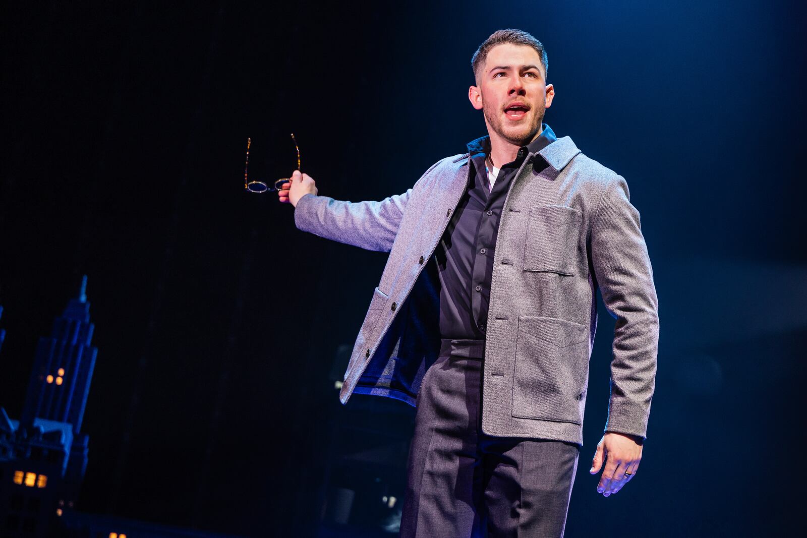 Nick Jonas appears during a performance of the two-person stage show “The Last Five Years,” in New York on March 17, 2025. (Matthew Murphy via AP)