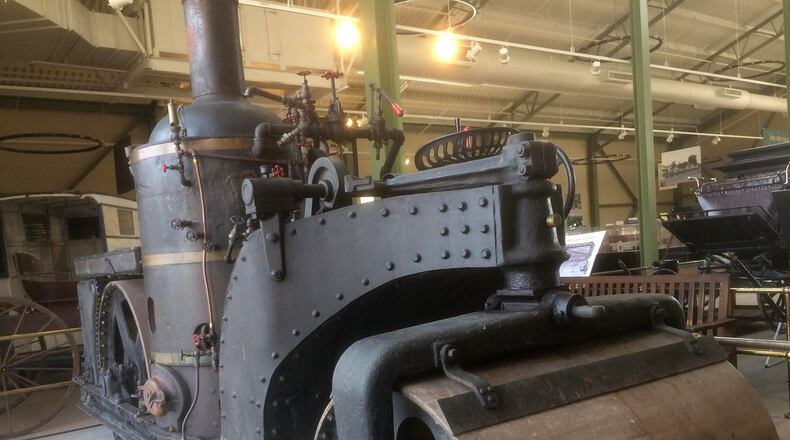 Before 1889, no road rollers were made in the United States. The O.S. Kelly Company had been building steam traction engines to pull rollers imported from England, but O.S. Kelly decided it was time to go into the business. The Kelly-Springfield Road Roller Company launched its first line in 1902 and by 1910 was the largest producer of road rollers in the world. They merged with their biggest rival, Buffalo Steam Roller in 1913 to become Buffalo-Springfield (inspiring the name of the 1960s band) and eventually becoming Koehring, then BOMAG, U.S.A. This 1921 Buffalo-Springfield Roller is on display at the Heritage Center. PHOTO COURTESY OF THE CLARK COUNTY HISTORICAL SOCIETY