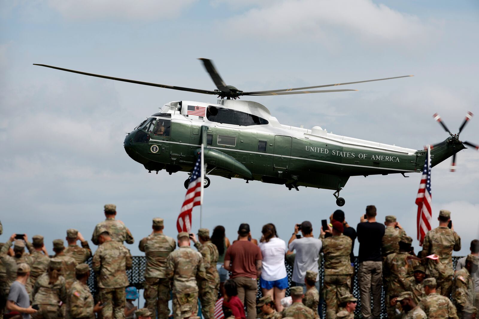 President Donald Trump arrives at the America 250 celebration at Fort Bragg in Fayetteville, N.C., Tuesday, June 10, 2025. (AP Photo/Karl DeBlaker)