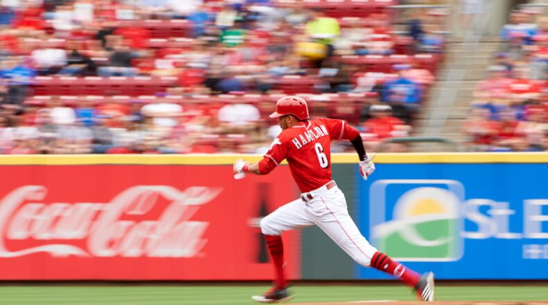 Baseball: Cincinnati Reds Billy Hamilton (6) in action, running bases vs Chicago Cubs at Great American Ball Park. Cincinnati, OH 4/23/2017 CREDIT: Fred Vuich (Photo by Fred Vuich /Sports Illustrated/Getty Images) (Set Number: SI819 TK2 )