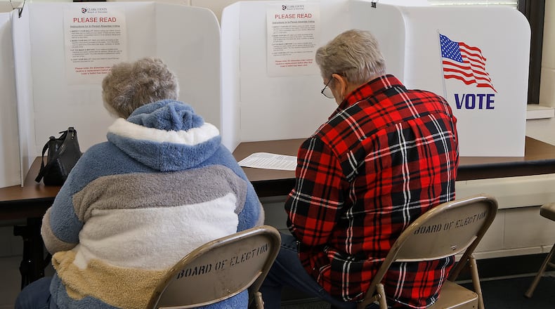 Clark County residents cast their votes early at the Clark County Board of Elections Wednesday, Nov. 01, 2023. BILL LACKEY/STAFF