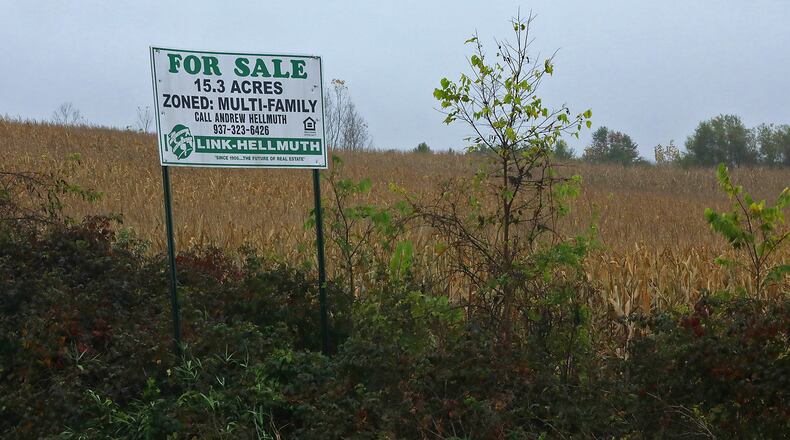 Site of a proposed high end apartment development near the intersection of Ohio 334 and Middle Urbana Road. BILL LACKEY/STAFF
