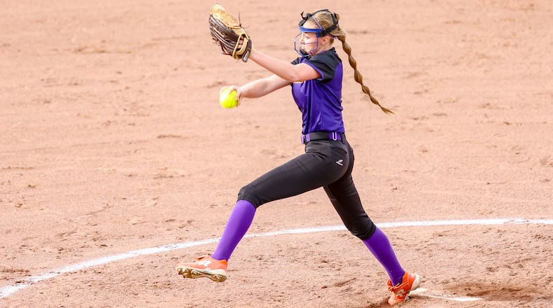 Cutline 1: Mechanicsburg junior pitcher Francys King throws a pitch during the their game against Madison Plains on Friday, April 12. CONTRIBUTED PHOTO BY MICHAEL COOPER