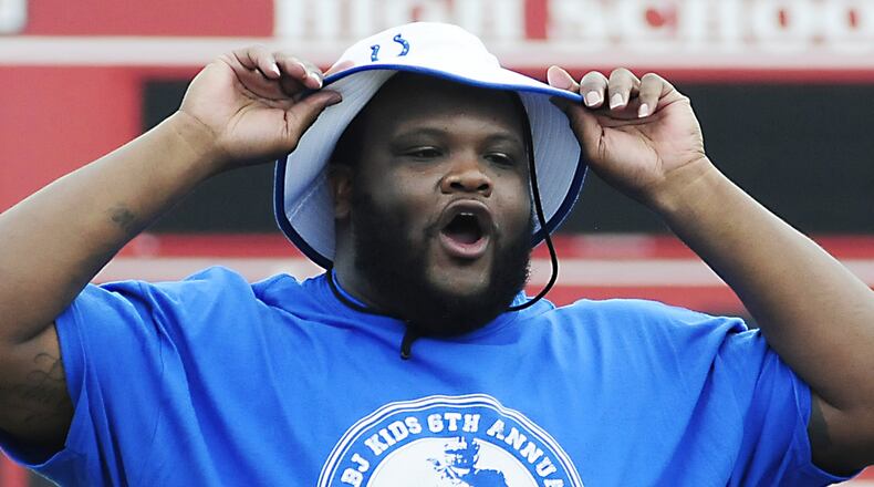 Brandon McKinney defensive lineman for the Indianapolis Colts at the BJ 91 Kids 6th Annual Football Camp held Saturday June 29, 2013, at the Trotwood High School.