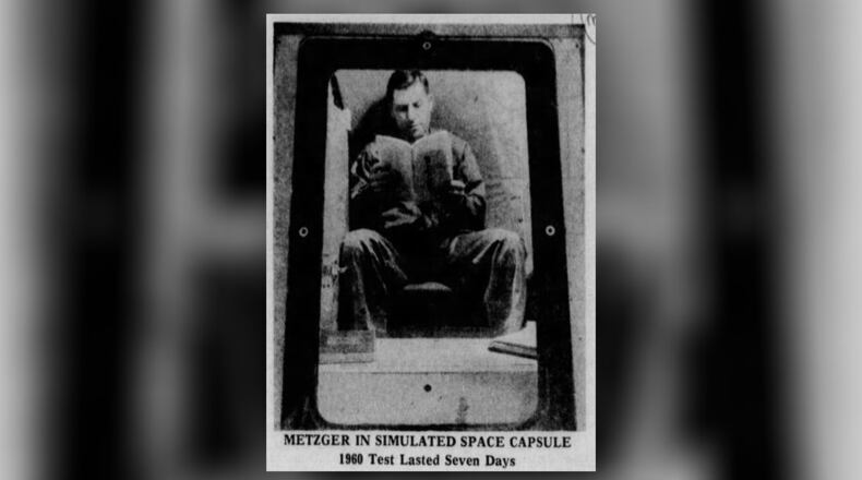 Courtney A. Metzger spent a week sealed in a simulated space capsule in 1960, a year before man's first space flight. DAYTON DAILY NEWS ARCHIVES