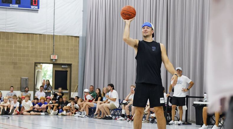 A basketball game called "One Special Game" was held for those with special needs during the Luke Kennard basketball camp at Camp Chautauqua Saturday, July 20, 2024. Camp attendees cheered on the players during the event. NICK GRAHAM/STAFF