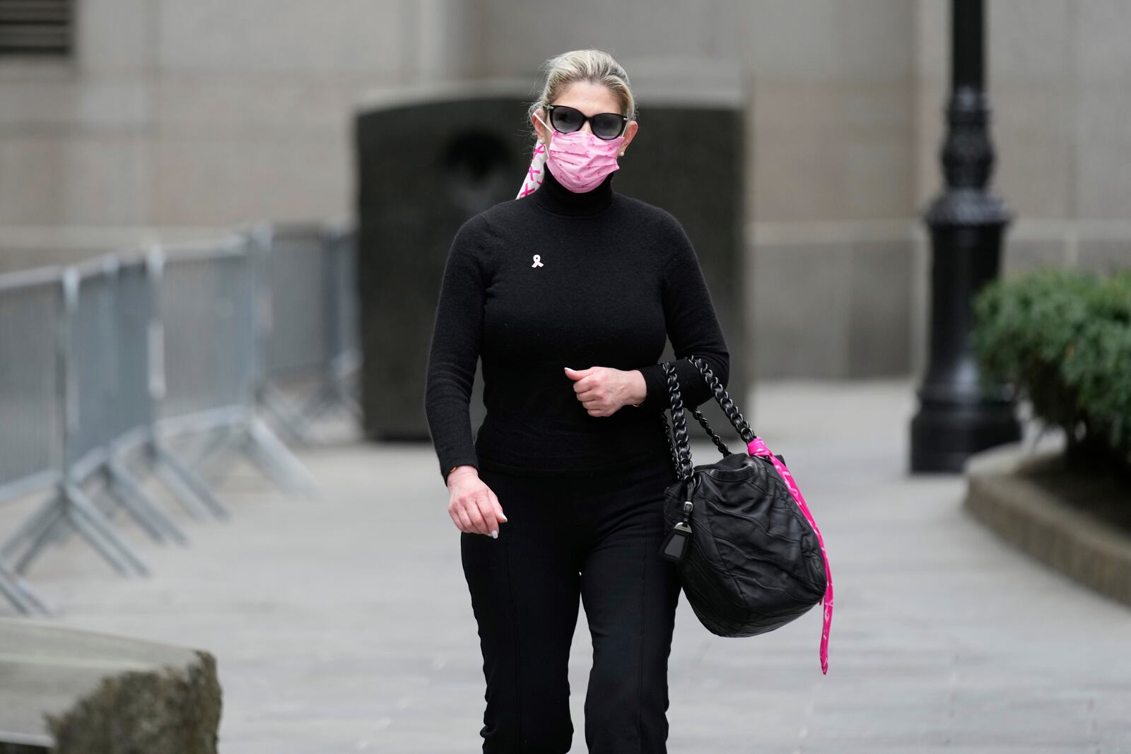 Nadine Menendez arrives to a federal courthouse in New York, Monday, April 21, 2025. (AP Photo/Seth Wenig)