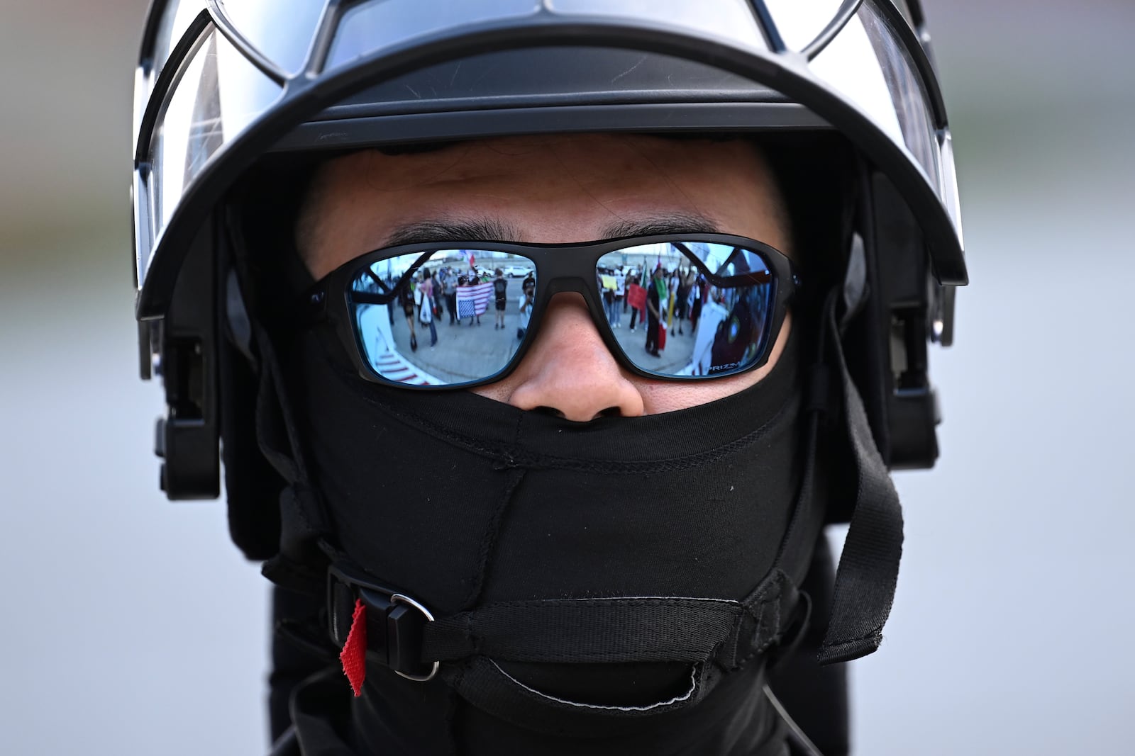 FILE - A U.S. Customs and Border Patrol agent looks on during a protest outside the Federal Building on June 13, 2025, in Los Angeles. (AP Photo/Wally Skalij, file)