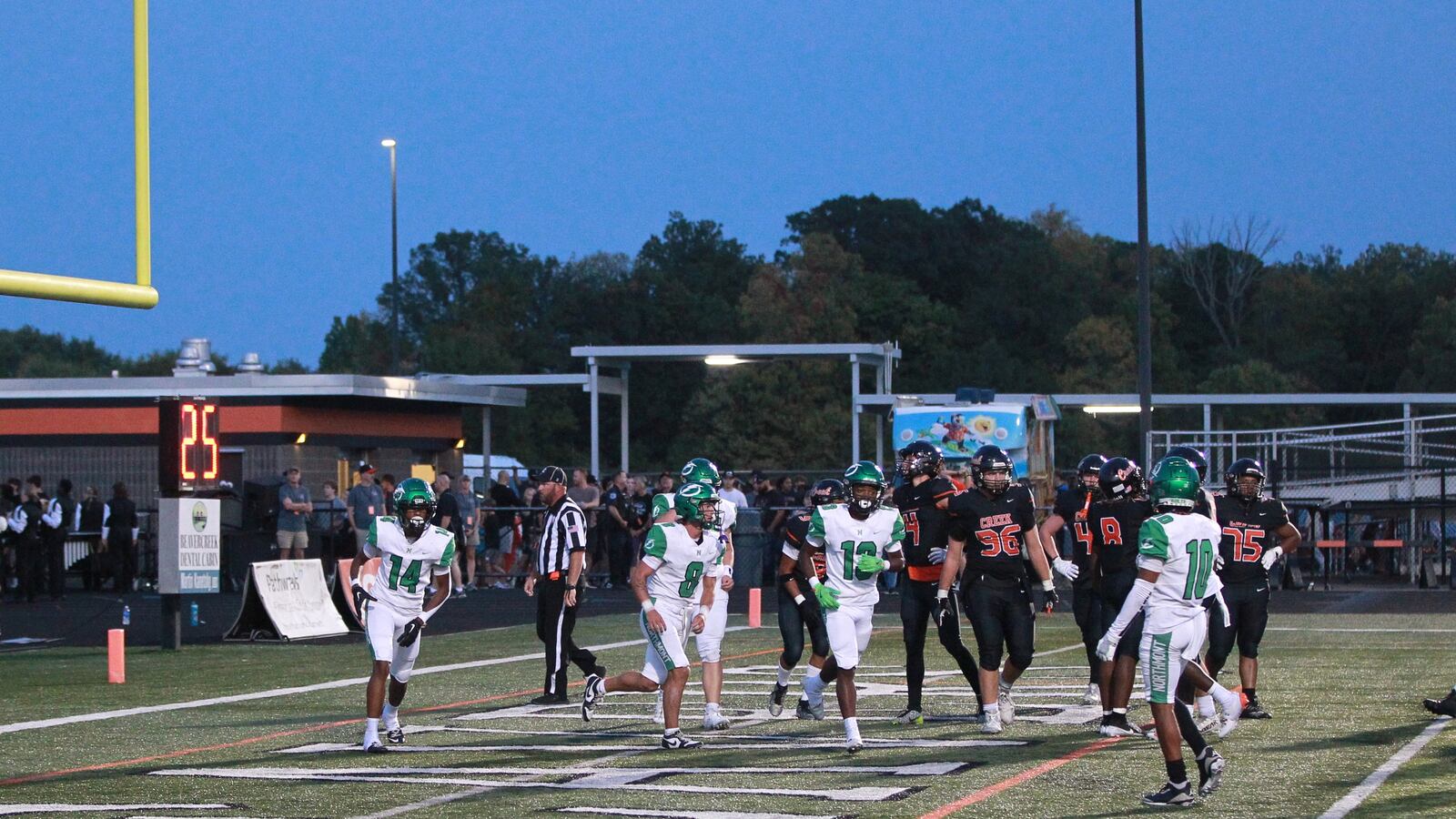 Northmont QB Brady Lupton celebrates a TD run against Beavercreek
