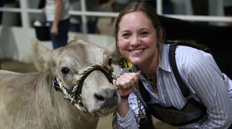 Josie Jennings and her feeder calf in the show pen at the Clark County Fair. Jennings is a senior this year and is headed into studying agriculture at Oklahoma State University. CONTRIBUTED