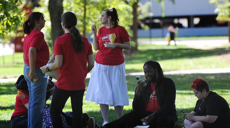 Sinclair Community College students and staff enjoyed free food, games and music at the Tartan Lawn Party Thursday, Aug. 31, 2023, as part of Welcome Week activities. MARSHALL GORBY\STAFF