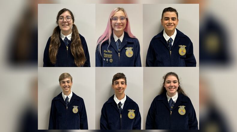 Six Global Impact STEM Academy FFA students have been named finalists in this year’s National FFA Agriscience Fair, including Mailynne Rudnicki (top left), Elise Hess (top middle), Joseph Antinori (top right), Jackson DeWitt (bottom left), Levi Webster (bottom middle) and Phoebe Green (bottom right).