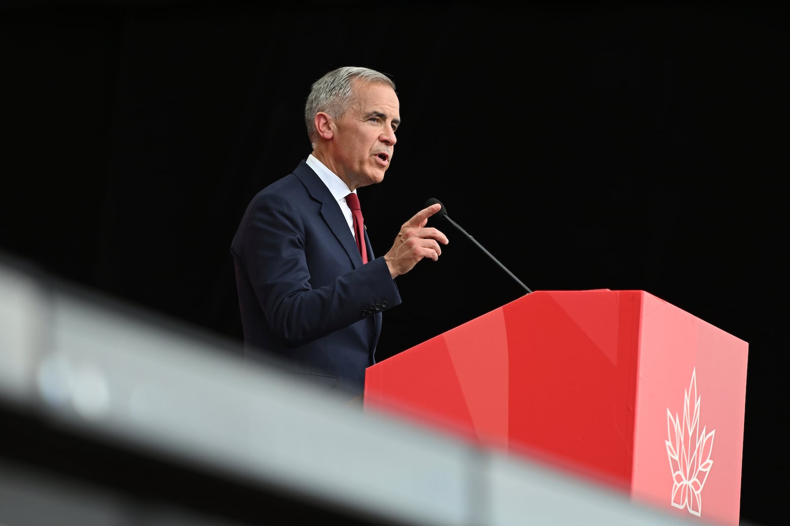 Canada Prime Minister Mark Carney speaks during Canada Day celebrations at LeBreton Flats in Ottawa, Ontario, Canada, on Tuesday, July 1, 2025. (Spencer Colby/The Canadian Press via AP)