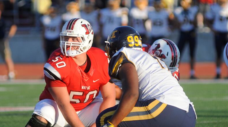 Wayne senior center Ben Jackson. The top-ranked Warriors (D-I) defeated visiting Moeller 35-17 in a Week 2 high school football game. Wayne (1-0-1) is at Lakota West (0-2) on Friday. MARC PENDLETON / STAFF