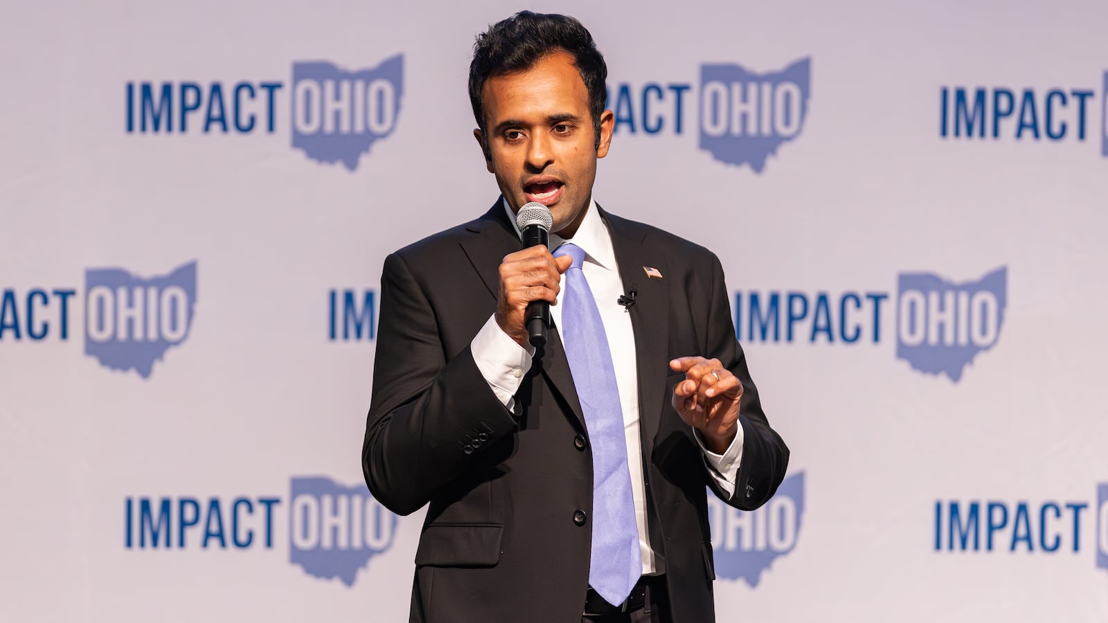 Ohio gubernatorial candidate Vivek Ramaswamy speaks during the keynote address in the Ohio Chamber's 2025 Dayton Regional Impact Ohio Conference on Tuesday, Aug. 26, in the Apollo Room in the Student Union at Wright State University. BRYANT BILLING / STAFF
