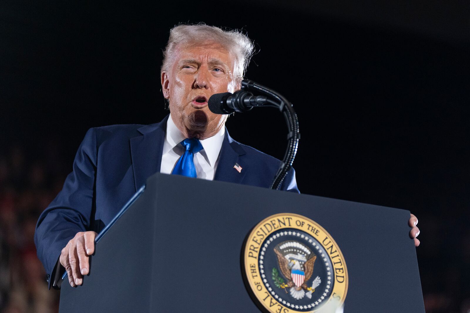 President Donald Trump gives a commencement address at the University of Alabama, Thursday, May 1, 2025, in Tuscaloosa, Ala.(AP Photo/Manuel Balce Ceneta)