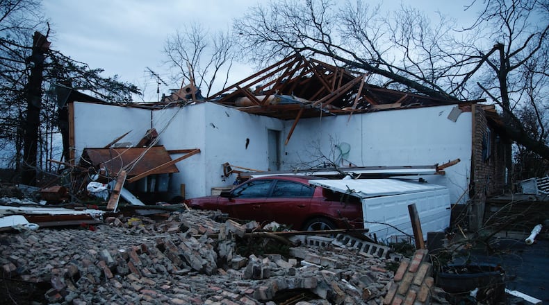 Homes were damages on Ridge Road in Clark County by strong storms that moved through the area on Wednesday morning, Feb. 28, 2024. BILL LACKEY / STAFF